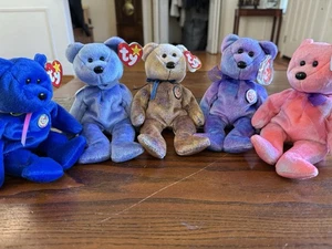 TY BEANIE BABIES BEARS "CLUBBY" "CLUBBY II" “CLUBBY III CLUBBY IV and V - Picture 1 of 9