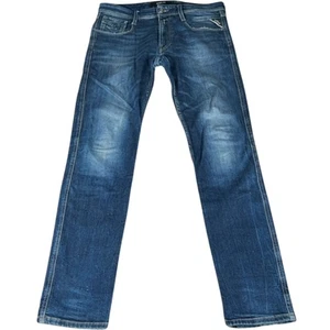 Replay Jeans Herren Größe 32 W 32 L Blau Denim Slim Baumwolle Stretch Used Look - Bild 1 von 15