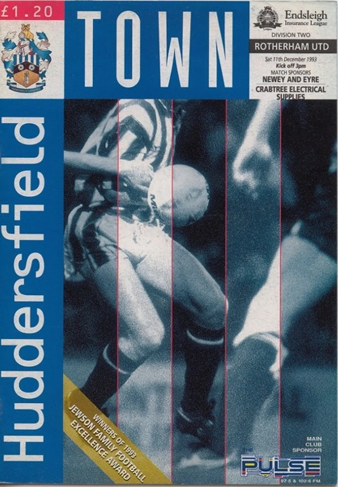 HUDDERSFIELD TOWN v ROTHERHAM UTD LEAGUE DIV 2 1993 - Image 1 of 1