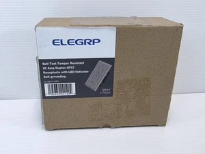 ELEGRP Grey 20 Amp 125-Volt Tamper Resistant Duplex Self-Test GFCI Outle(2-Pack) - Picture 1 of 4