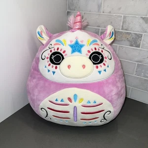 SQUISMALLOWS ASTRID UNICORN SKULL DAY OF THE DEAD SOFT PLUSH 15" X 15" EXCELLENT - Picture 1 of 9