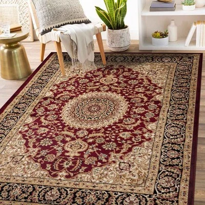 Rugshop Traditional Oriental Medallion Area Rugs  Burgundy Rug Living Room Rugs - Image 1 of 2