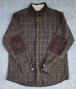 Woolrich Men's Wool Shirt with Faux Suede Elbow Patches in Multi Plaid; Large - Picture 1 of 10
