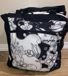 Jansport Umhängetasche schwarz & weiß Blumenmuster sehr guter Zustand - Bild 1 von 9