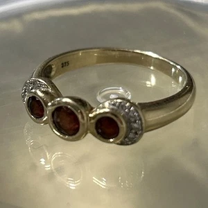 9k Gold Ruby And Diamond Ring - Picture 1 of 9