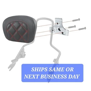 Sissy Bar Pad Backrest For Harley Touring Street Electra Glide Black Red Back - Picture 1 of 7