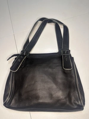 Bolso de Hombro Marco Buggiani Cuero Negro 2 Compartimentos "Hecho en Italia" Foto 1 de 4