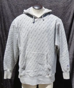 Vtg CHAMPION US XL Heather Gray Reverse Weave Logo Hoodie Sweatshirt Top as is - Picture 1 of 13