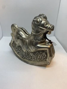 Moneda de colección caballo mecedor alcancía Leonard hecha en Italia chapada en plata década de 1970 - Imagen 1 de 7