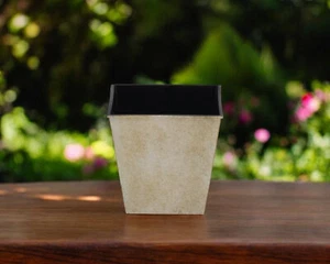 5" Cream Recycled Plastic Indoor Outdoor Rectangular Pot Planter - Picture 1 of 5