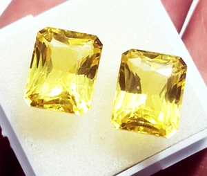 Natural Yellow Sapphire 8 to 10 Ct Certified Pair Loose Gemstone H45 - Picture 1 of 10