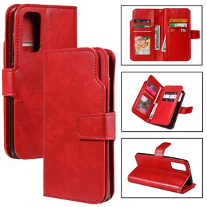 9 Card Leather Flip Wallet Stand Cover HOT For iPhone Samsung Huawei Xiaomi Case - Picture 1 of 13