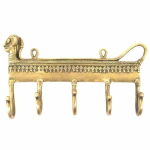 New Bedroom Wall Golden Antique Brass Wall Hooks Hanger Majestic Tribal Head - Picture 1 of 2