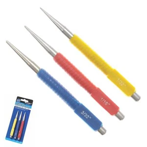 BlueSpot 3Pcs Centre Punch Set Color Coded Carbon Steel 1/32" 1/16" 3/32" - Picture 1 of 6