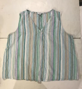 Time True Blouse Size XL Stripes Green Purple Sleeveless 4728 - Picture 1 of 9
