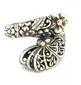 Video Samuel B Behnam 18K Gold 925 Sterlingsilber Handwerker Blume Ring - Bild 1 von 3