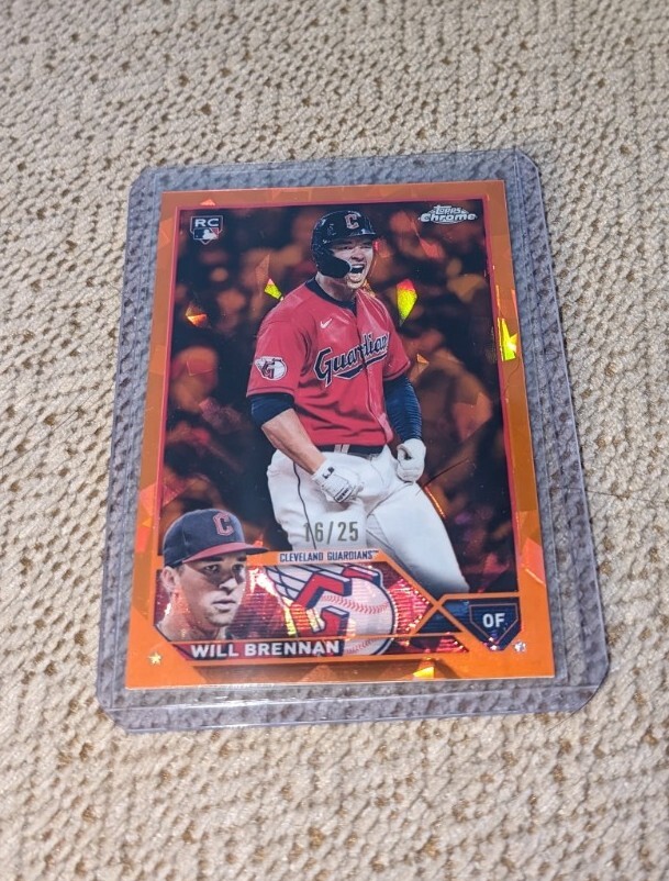 2023 WILL BRENNAN TOPPS CHROME ORANGE SAPPHIRE RC /25 (GUARDIANS)