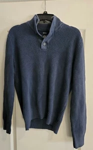American Rag Mens Blue 1/4 Button Up Cable Knit Sweater Size medium - Picture 1 of 4