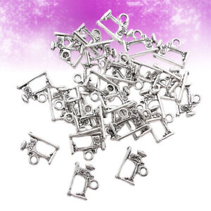  40 Pcs DIY Pendant Charms Sewing Machine Double Sided Antique Silver