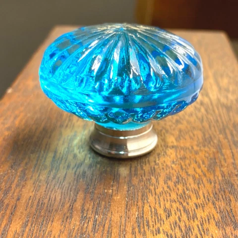 Antique Drawer Knobs Blue Glass Round Dresser Kitchen Cabinet Pull Cover