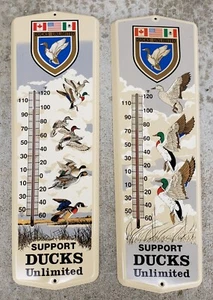 2 VERSCHIEDENE GROSSE VINTAGE DUCKS UNLIMITED METALL THERMOMETER 2 4By 8 Zoll (C) - Bild 1 von 13