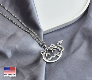 Unisex Stainless Steel Necklace Pop Little Devil Face Pendant Men Women 1134 - Picture 1 of 6