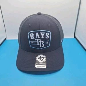 '47 Brand Tampa Bay Rays Squad Trucker Adjustable Hat Snapback Cap Blue MLB - Picture 1 of 8