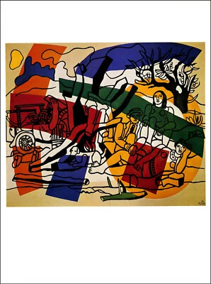 Pintura en placa de bellas artes Fernand Leger The Country Outing 1954 1976 impresión vintage Foto 1 de 2