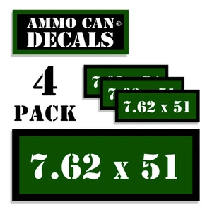 7.62 X 51 Ammo Can 4x Labels Ammunition Case 3"x1.15" stickers decals 4 pack GR - Picture 1 of 2