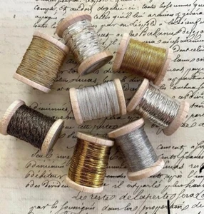 Vintage Antique Gold Silver French Metallic Thread Fly Tying - Picture 1 of 3