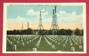 Postkarte Arlington Friedhof Virginia Weltkrieg Abschnitt Drahtlose Türme um 1928 - Bild 1 von 2