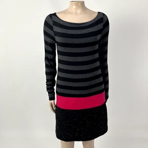 Vestido para mujer Bailey 44 talla pequeña a rayas tweed manga larga cuello redondo rayón CC7 - Imagen 1 de 8