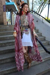 Paisley Longline Kimono Boho Women Cardigan w/ Tassel Open Front Hippie OS XL+ - Picture 1 of 29
