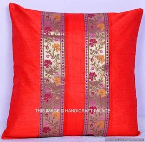 Indian Mandala 16" Silk Brocade Cushion Cover Throw Home Interior Decor Pillow - Picture 1 of 41