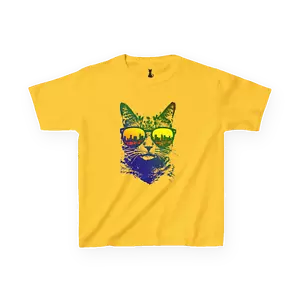 Cool Cat Sunglasses Tee, Kids Cotton T-Shirt, Fun Summer Shirt, Cat Lover Gift, - Picture 1 of 114