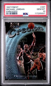 PSA 10 1997 FINEST MICHAEL JORDAN SILVER EMBOSSED #287 GEM MINT READ - Picture 1 of 2