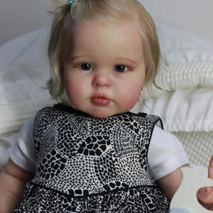 Muñeca bebé renacida acabado artista 22" niña enraizada paño para el cabello regalo corporal - Imagen 1 de 4