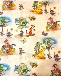 Winnie The Pooh friends, Tigger , Roo,Kanga Cotton Fabric Remnant 18"× 21" - Picture 1 of 2