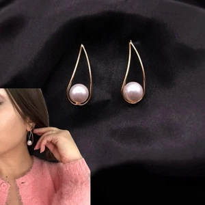 Ohrringe Ohrstecker Ohrschmuck Wassertropfen Perle gold Creolen Sommerschmuck - Bild 1 von 8