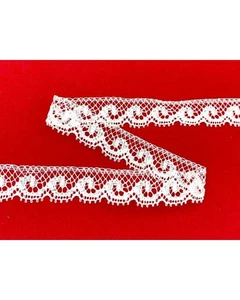 Passamaneria Merletto Pizzo Ricamo Valenciennes Bianco Ghirigoro Puro Cotone Alt - Imagen 1 de 4