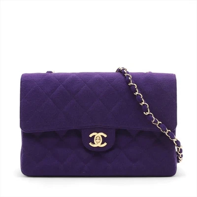 Bolso Chanel Matelasse de algodón con solapa única cadena púrpura plata montaje de metal Foto 1 de 4