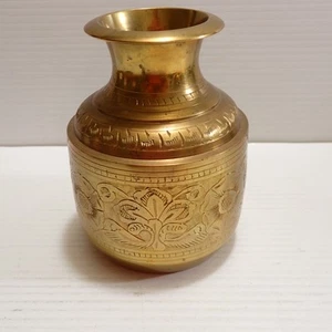 Vintage Indian Brass Pot Vase, 11.3cm - Foto 1 di 9