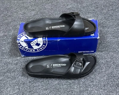 Birkenstock Madrid Eva 窄凉鞋 EU 41 女式美国 10 黑色全新带盒损坏 — 第 1/4 张图片