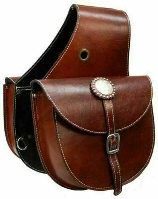Sacoche de selle de cheval Western Elegance neuve en cuir marron et marron... - Photo 1/4