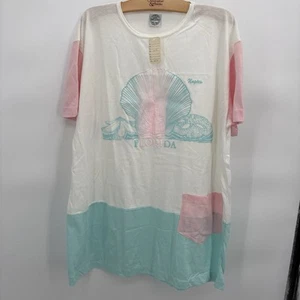 Camicia da notte o sole donna NOS vintage anni 80 90 conchiglia mare pastello taglia unica - Foto 1 di 7