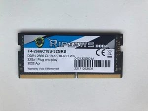 Mémoire Ripjaws 32 Go So-Dimm DDR4 2666 MHz pour ordinateur portable - Photo 1/2