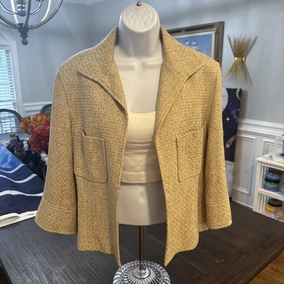 Jaqueta Blazer Feminina Lafayette 148 New York Bege Manga 3/4 - Tamanho 10 - Imagem 1 de 4