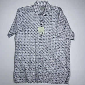 $ 180 neu HAGEN Carmel Herren Größe Large L mehrfarbig Baumwolle S/S Knopfleiste Hemd - Bild 1 von 4