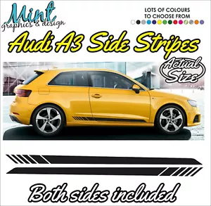 Calcomanías AUDI A3 rayas laterales QUATTRO S RS pegatinas gráficos GRATIS P&P 1004 - Imagen 1 de 4