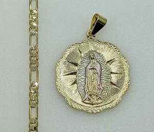 Virgen María Chapado en Oro Colgante 4mm Cadena Collar Joyería Oro Virgen Guadalupe - Imagen 1 de 7
